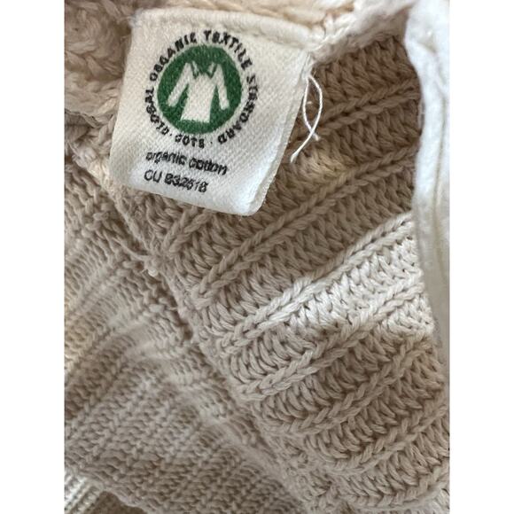 Under The Canopy Throw 60 x 72” 100% Organic Cotton Knit Stitch Blanket Cream - Picture 2 of 10